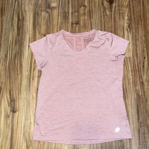 ASICS women’s shirt Large top Heather workout athletic running pink short sleeve